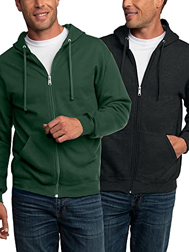 Full Zip - 2 Pack - Black Heather/Dark Green