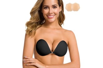 Niidor Adhesive Bra Strapless Sticky Invisible Push up Silicone Bra for Backless Dress with Nipple Covers Nude