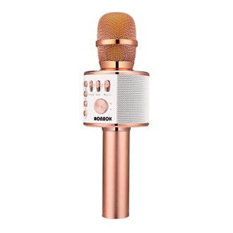 BONAOK Wireless Bluetooth Karaoke Microphone, 3-in-1 Portable Handheld Mic Speaker for All Smartphones,Gifts for Girls Kids Adults All Age Q37(Rose Gold)