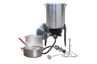 King Kooker Propane Outdoor Fry Boil Package with 2 Pots, Silver, one Size (12RTFBF3)