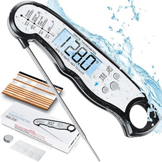 Digital Meat Thermometer, Waterproof Instant Read Food Thermometer for Cooking and Grilling. Kitchen Gadgets, Accessories with Backlight & Calibration for Candy, BBQ Grill, Liquids, Beef, Turkey