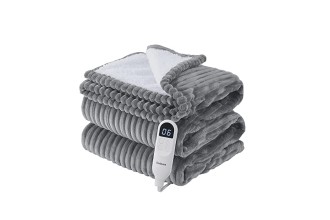 Bedsure Heated Blanket Electric Blanket - Soft Ribbed Fleece 50x60 Fast Heating Electric Throw with 6 Heating Levels & 4 Time Settings, 3 Hours Auto-Off, Dark Grey, Throw/Twin